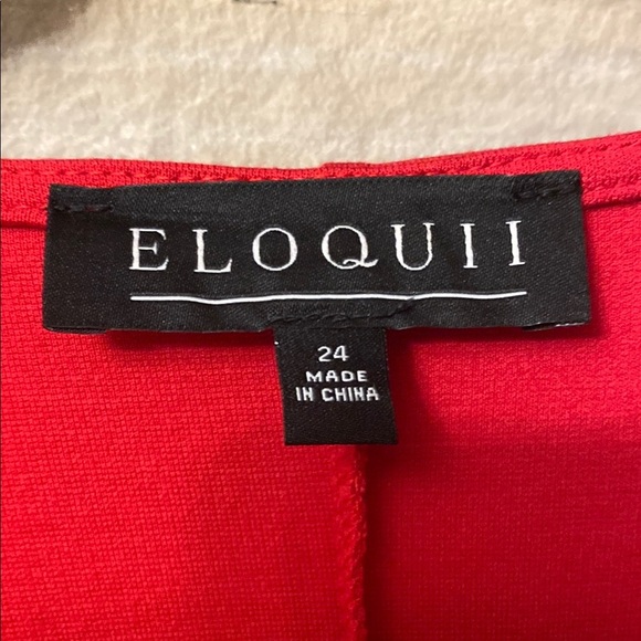 Eloquii 24 Red V Neck Peplum Wrap Top Stretch Ponte Knit Tie Close Plus Size - Picture 6 of 12